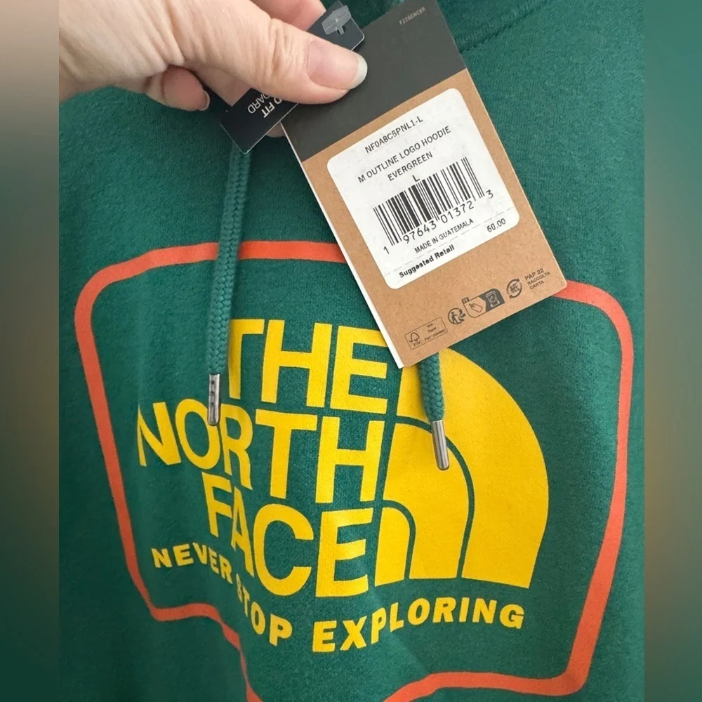 NWT men outline logo hoodie evergreen Sz L